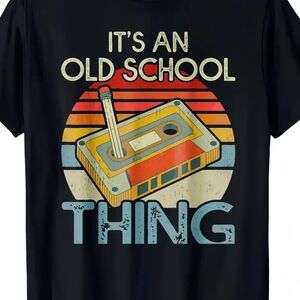 Retro Black Graphic Tee - Old School Cassette Design